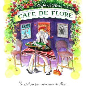 Ma petite niçoise au café Flore carte postale affiche